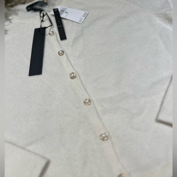 House of Harlow 1960 Ivory 100% Cashmere Cardigan Sweater Small - Picture 7 of 13
